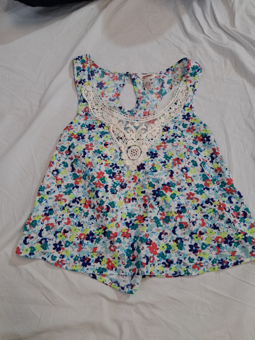 Arizona Floral Tank Top with Crochet Detail