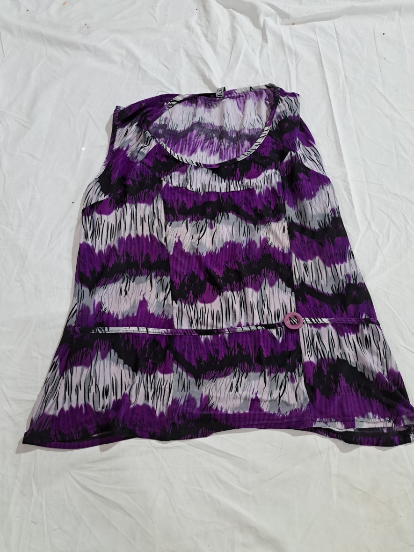 Purple and White Sleeveless Top