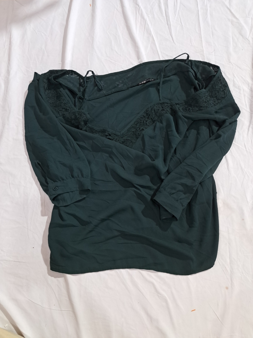 Express Green Lace Trim Blouse