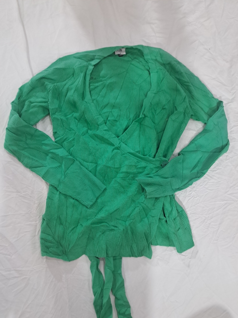 Cabi Green Knit Wrap Top