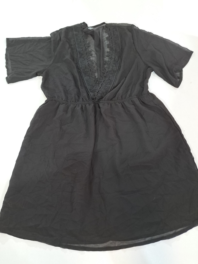 Black Lace Trim Mini Dress