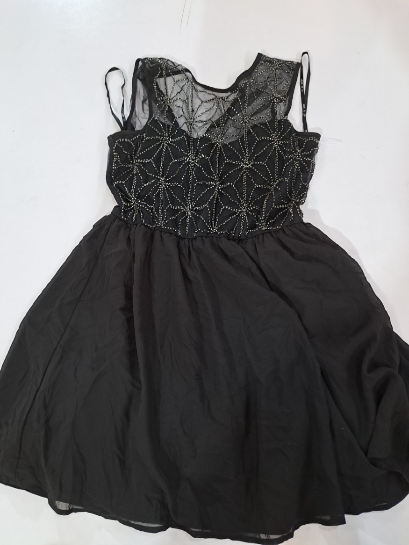 Black Embellished Fit & Flare Dress