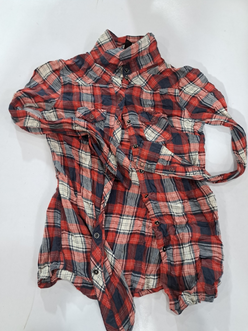 H&M Red Plaid Button-Up Shirt