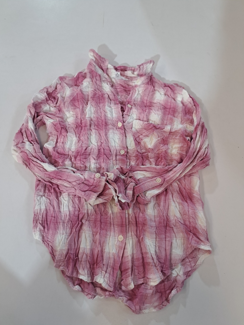 Time and Tru Pink Plaid Button-Up Shirt