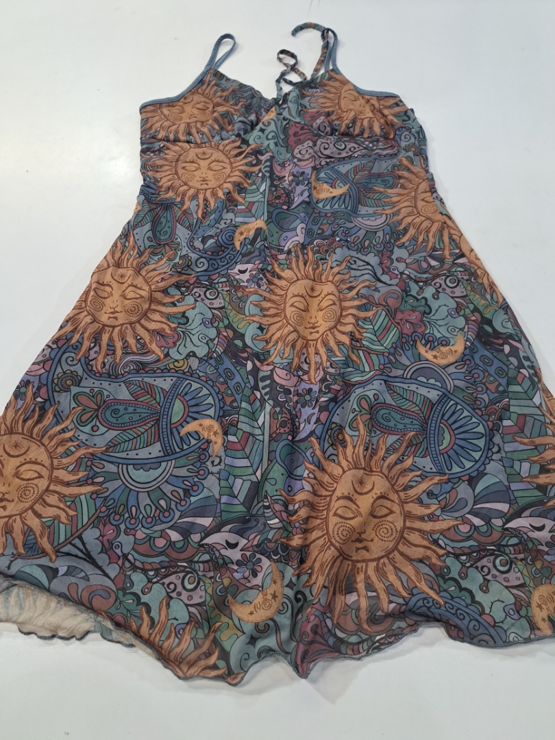 Sonnen- und Monddruck Mini-Kleid