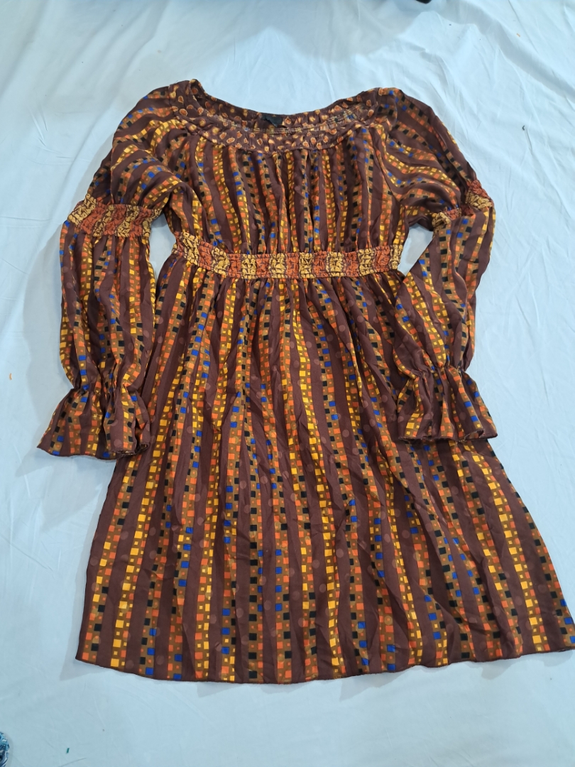 Anna Sui Brown Patterned Dress