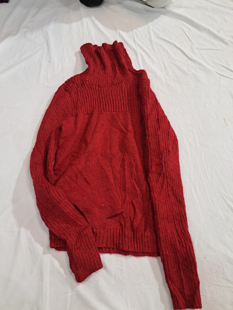 Red Turtleneck Knit Sweater