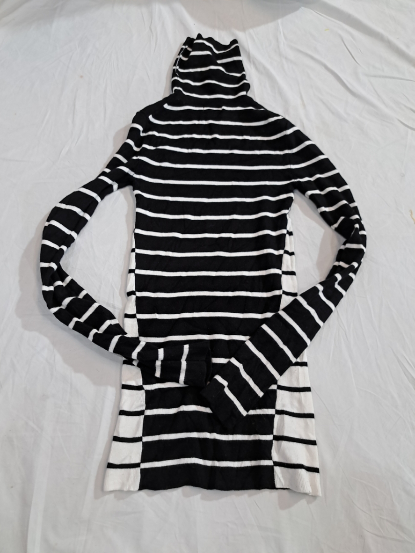 Joe Fresh Black and White Striped Turtleneck Sweat..