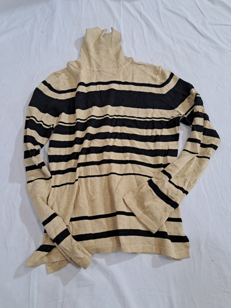 Rafaella Striped Turtleneck Sweater