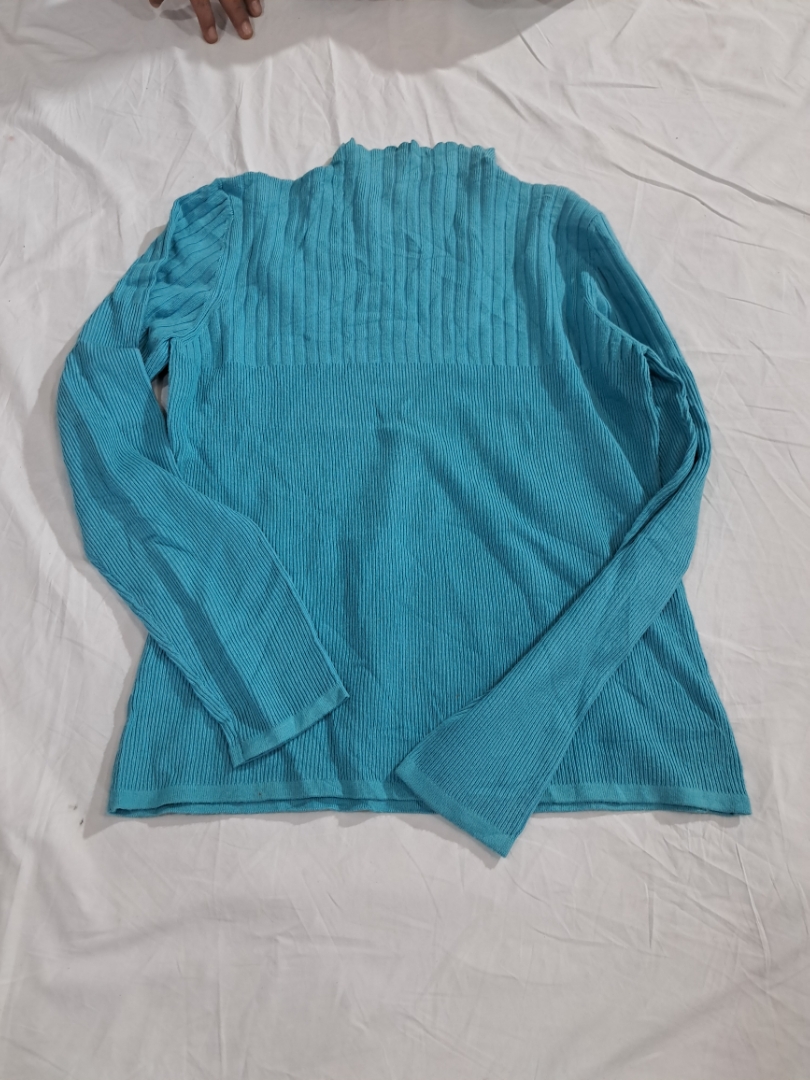Rafaella Petites Blue Knit Turtleneck Sweater
