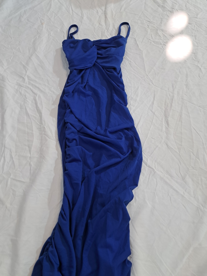 Shein Blue Ruched Bodycon Maxi Dress