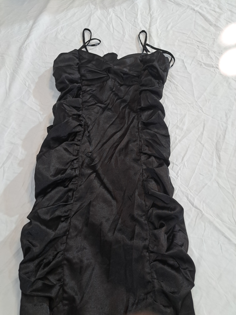 XOXO Black Ruched Mini Dress