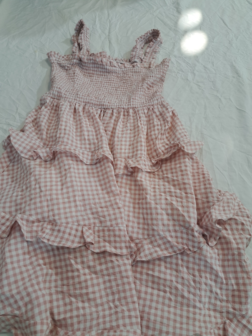 Pink Gingham Ruffle Dress