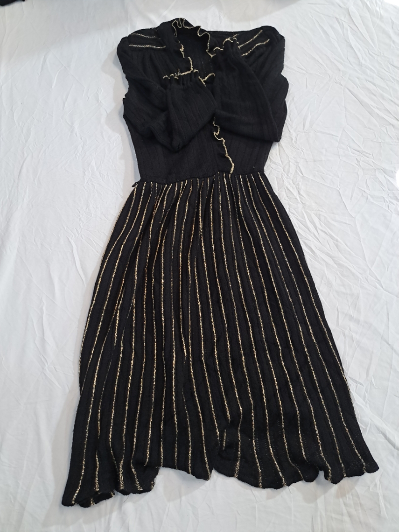 Black and Gold Striped Midi Dress