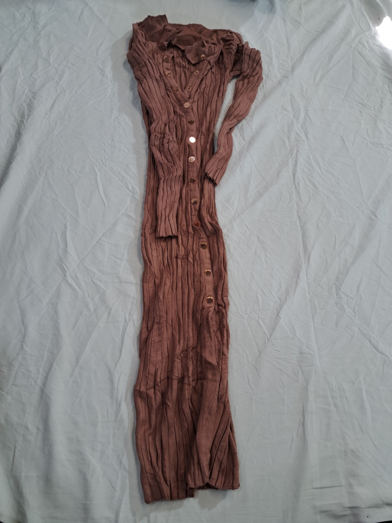 Guess Brown Knit Button-Down Maxi Dress