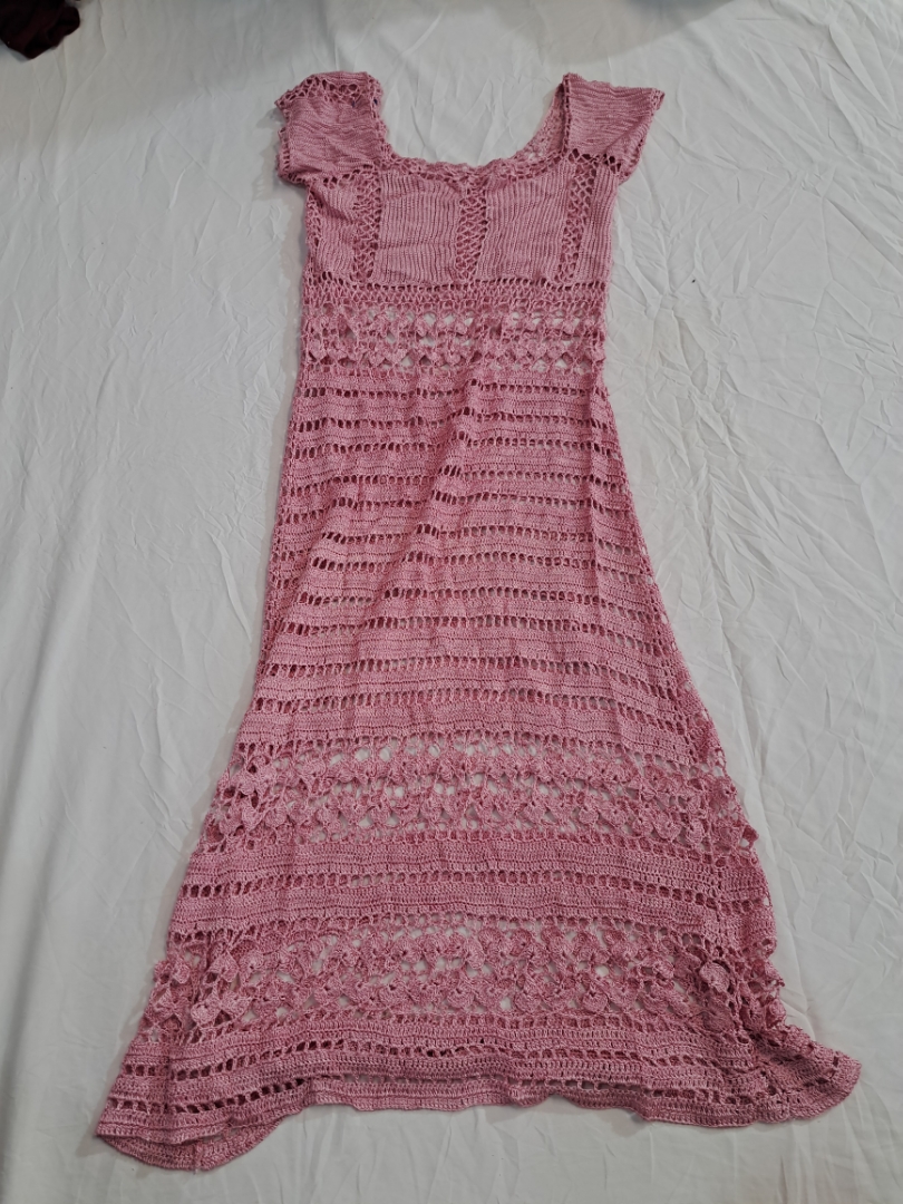 Pink Crochet Maxi Dress