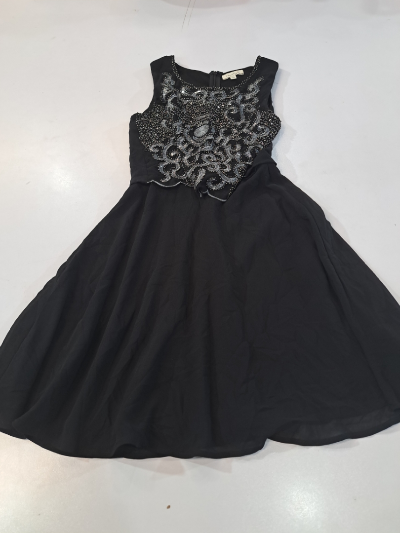 Francesca's schwarzes ärmelloses Kleid mit Verzier..