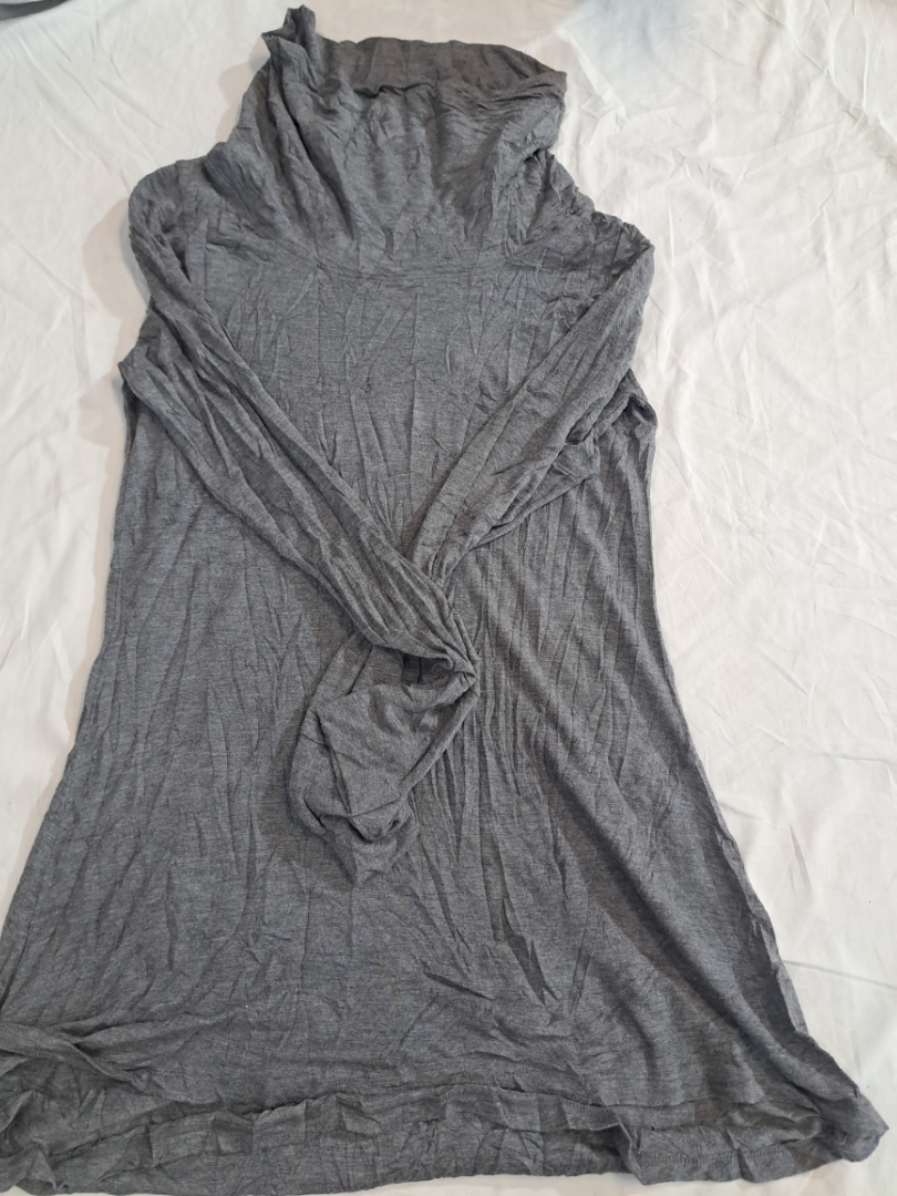 Gray Turtleneck Knit Dress