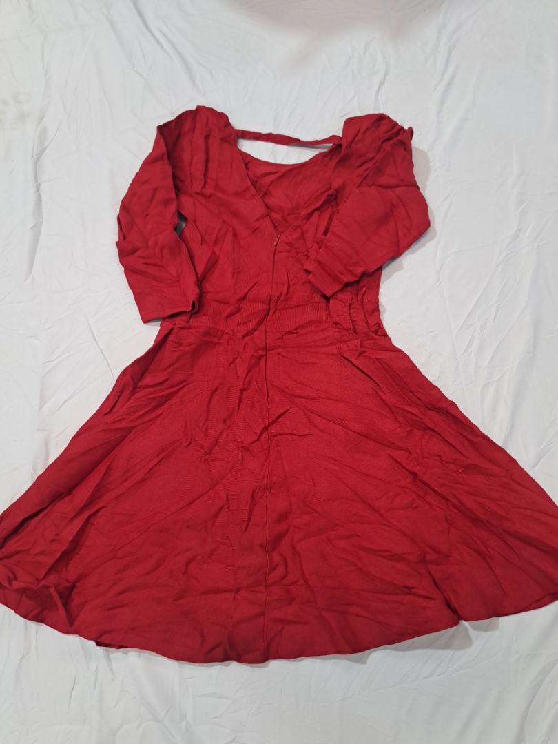 Red V-Neck Dress