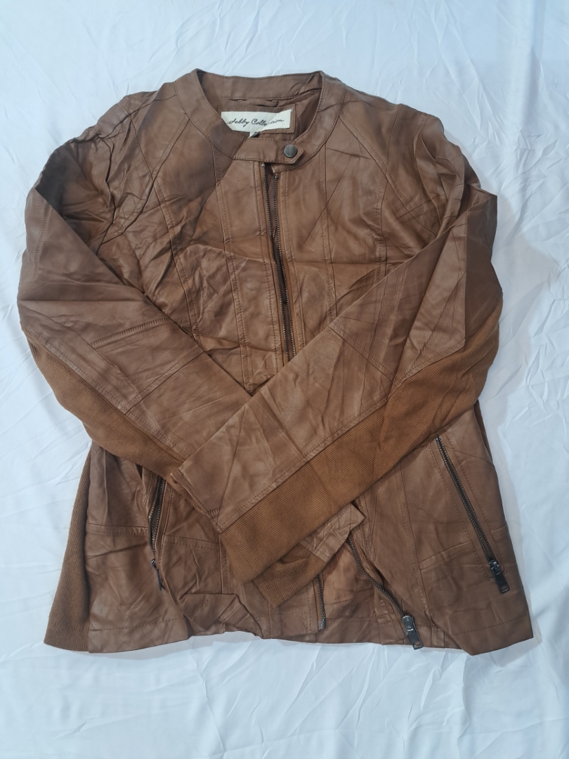 Sebby Collection Brown Faux Leather Jacket