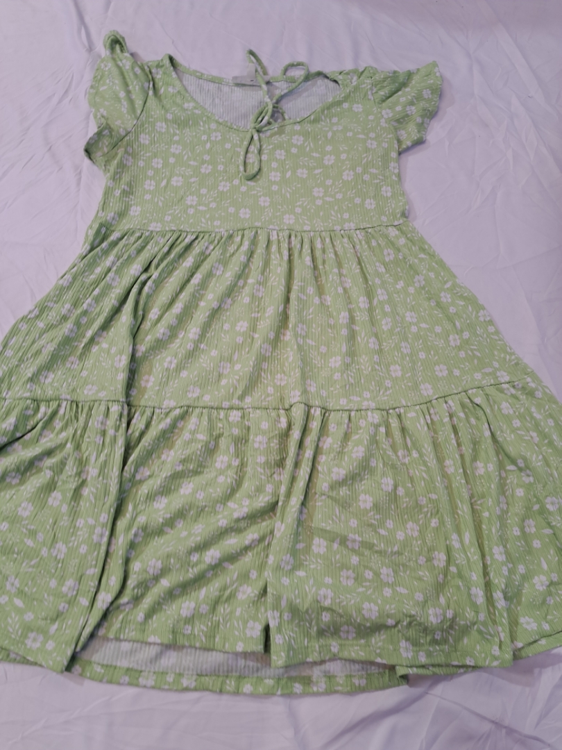 Green Floral Tiered Dress