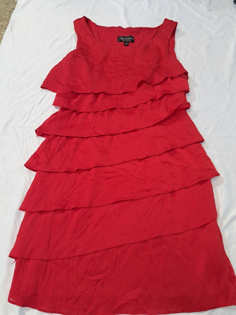 Red Layered Sleeveless Dress