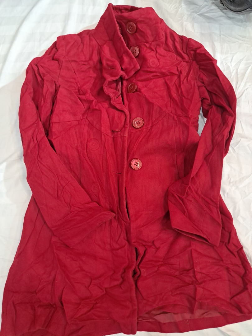 Red Button-Down Coat