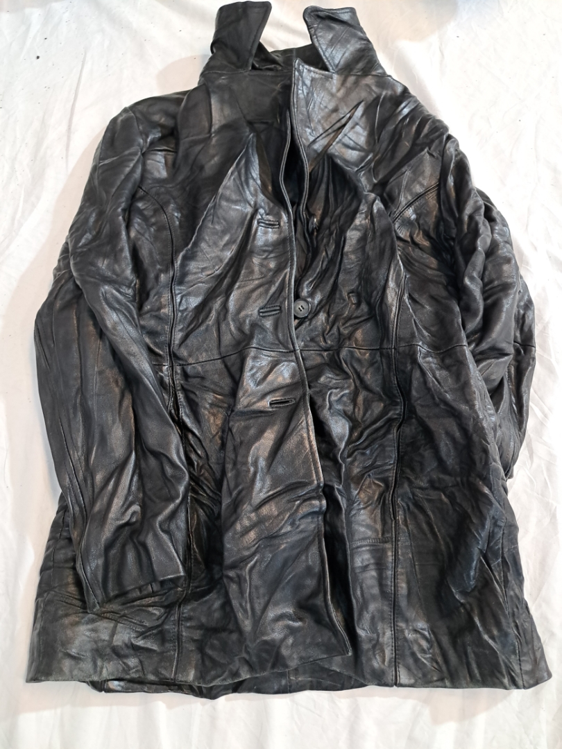 JLC New York schwarzer Leder-Mantel