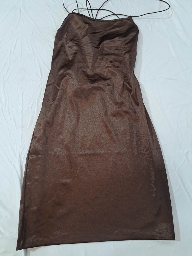 Brown Satin Slip Dress