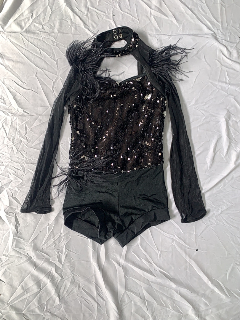 Sequin and Feather Embellished Dance Costume