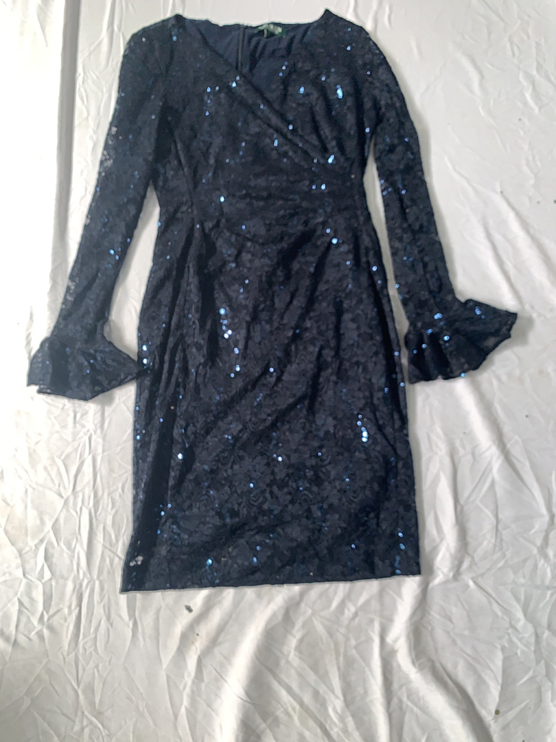 Ralph Lauren Navy Blue Sequin Lace Dress