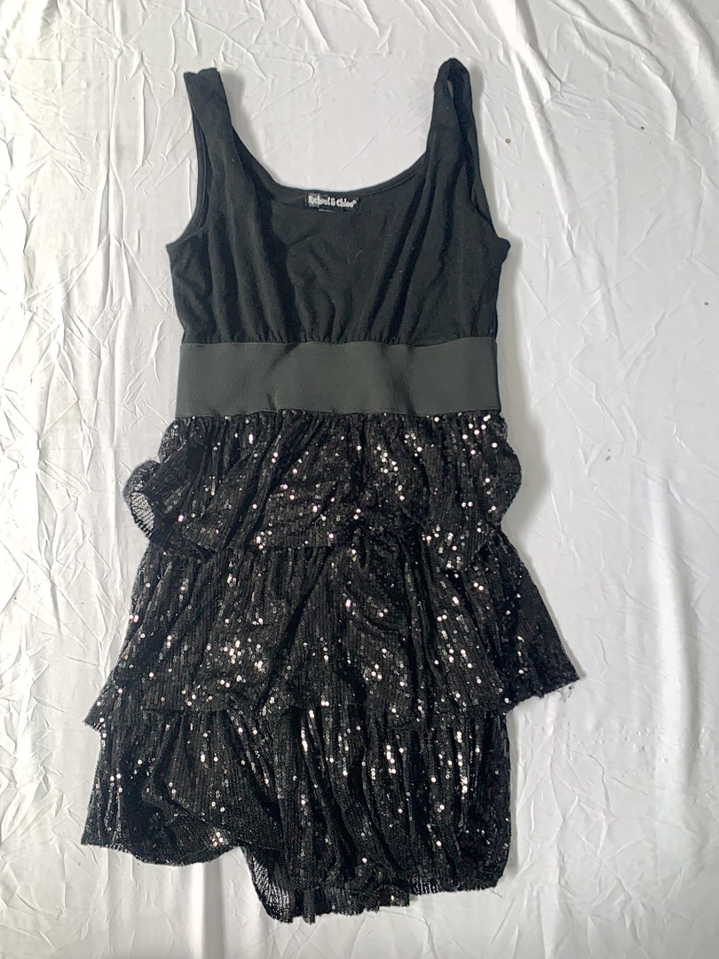 Rachel & Chloe Black Sequin Ruffle Dress