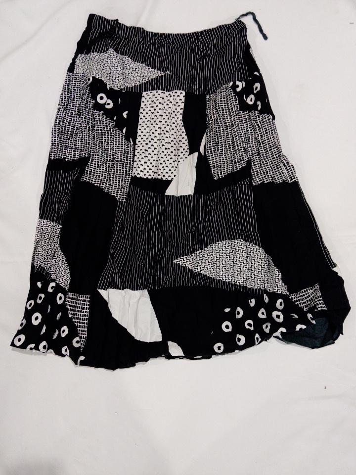 Black and White Patchwork Midi Skirt