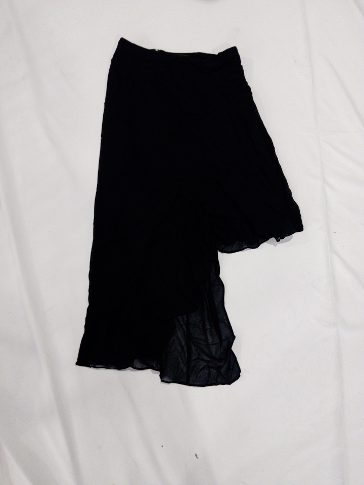 BCBGMAXAZRIA Black Midi Skirt with Ruffle Detail