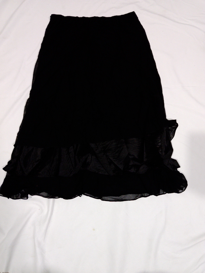 Black Ruffle Hem Maxi Skirt