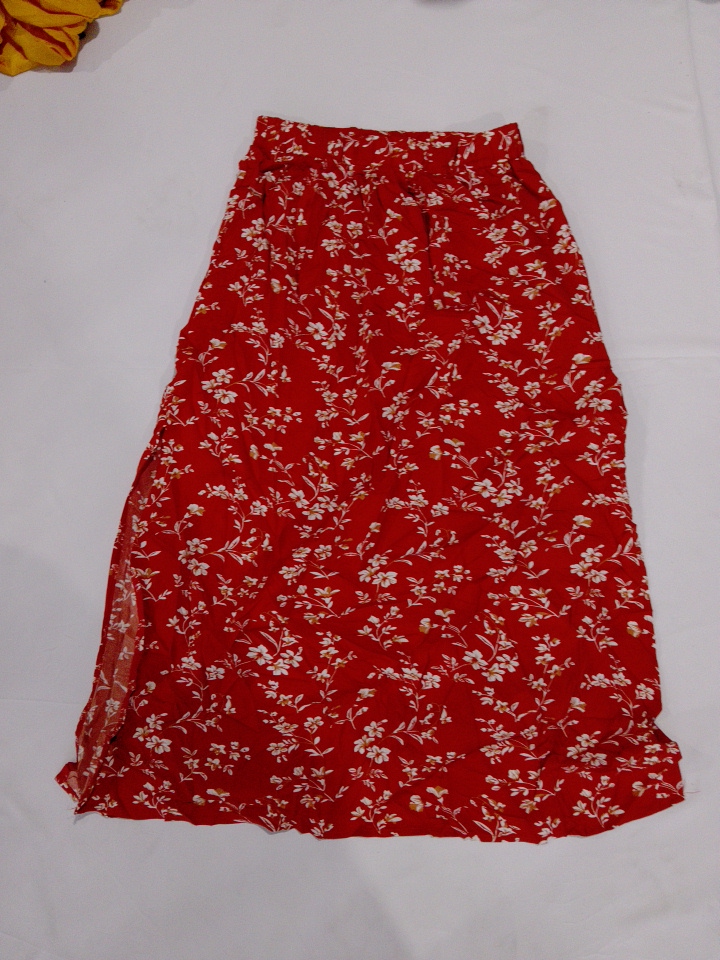 Shein Red Floral Maxi Skirt