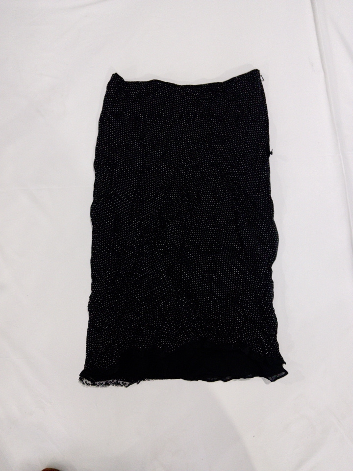 The Limited Black Polka Dot Silk Midi Skirt