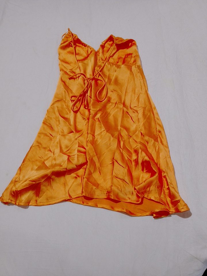 Orange Satin Mini Dress