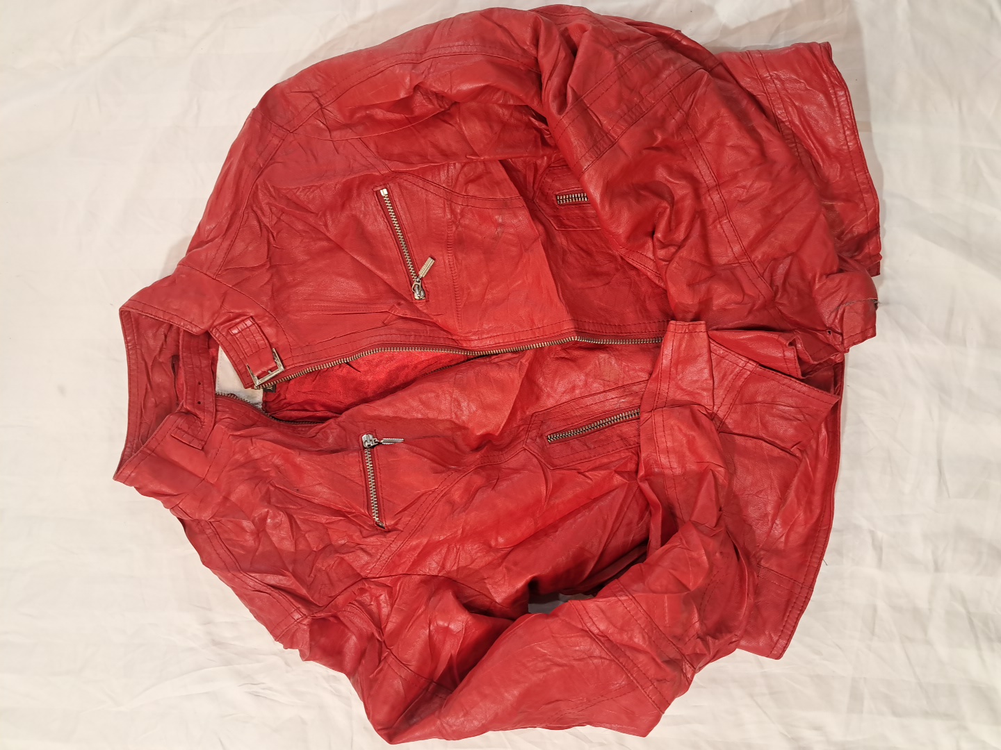 Prego Leather Red Motorcycle Jacket