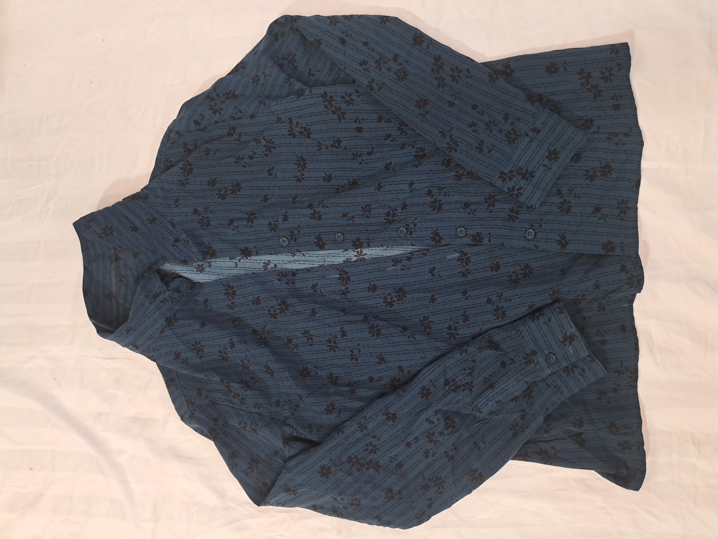 Blue Floral Button-Up Shirt