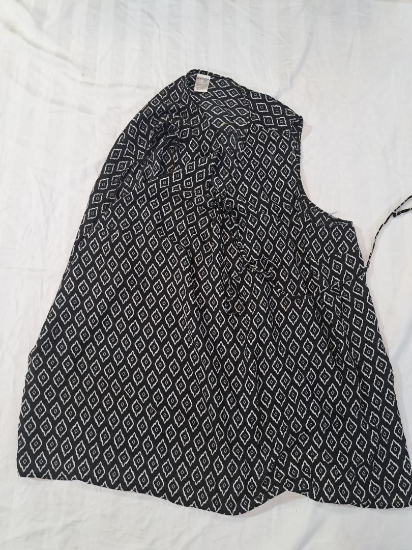 Terra & Sky Black and White Printed Blouse 2X