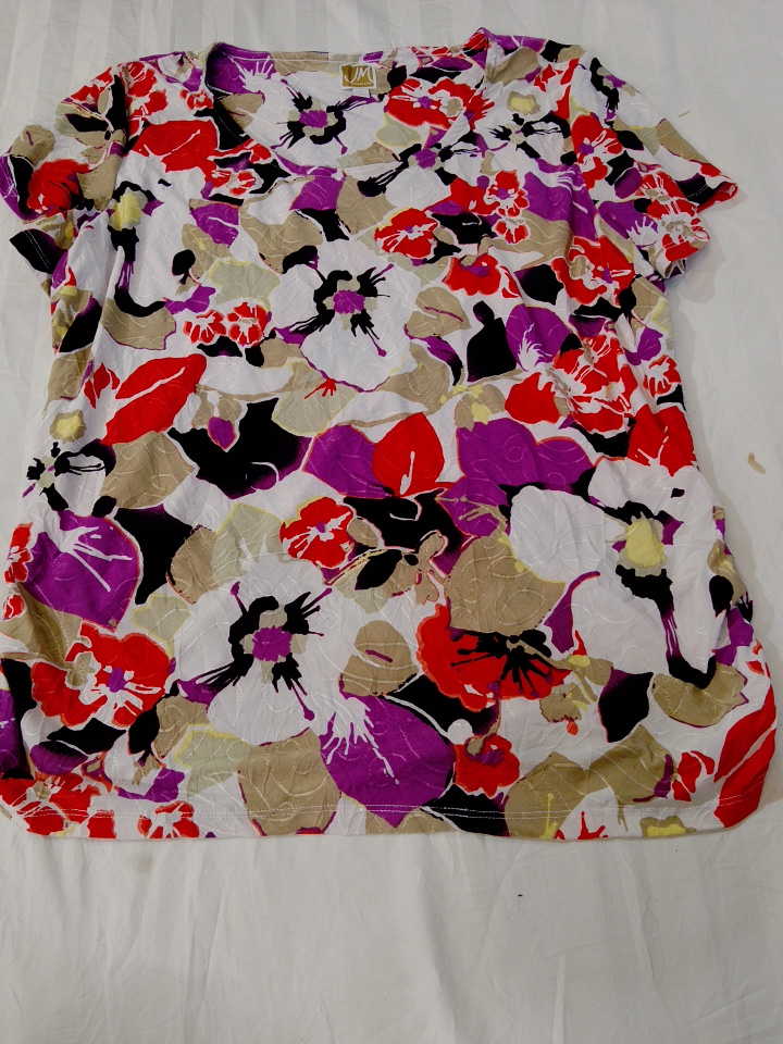 JM Collection Floral Print Short Sleeve Top