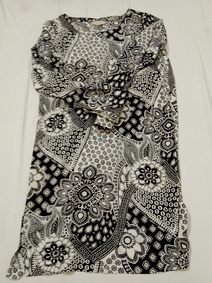 LOFT Outlet Black and White Printed Maxi Dress