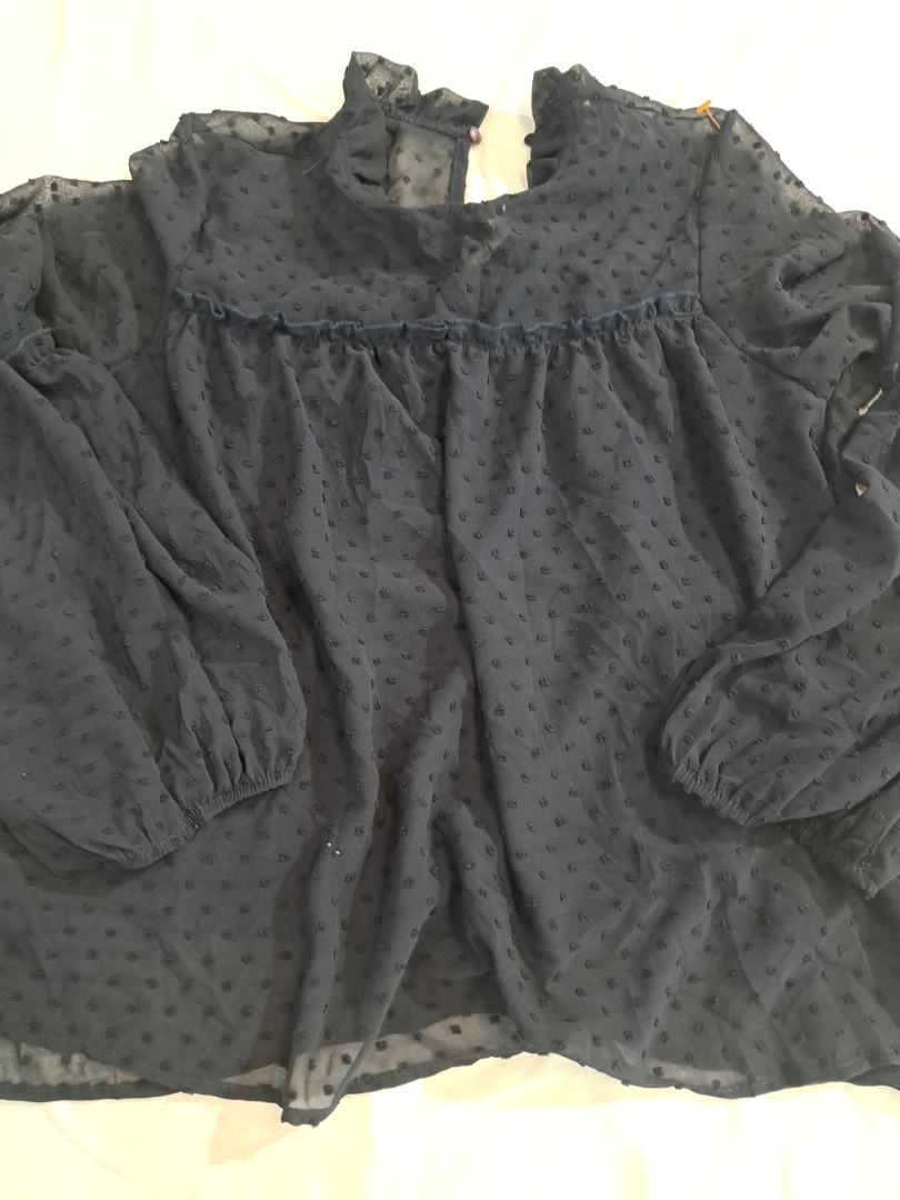 Black Swiss Dot Blouse