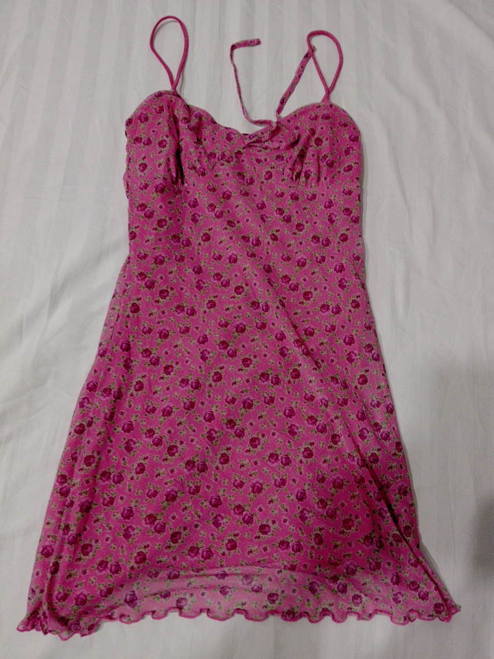 ピンクフローラルキャミドレス