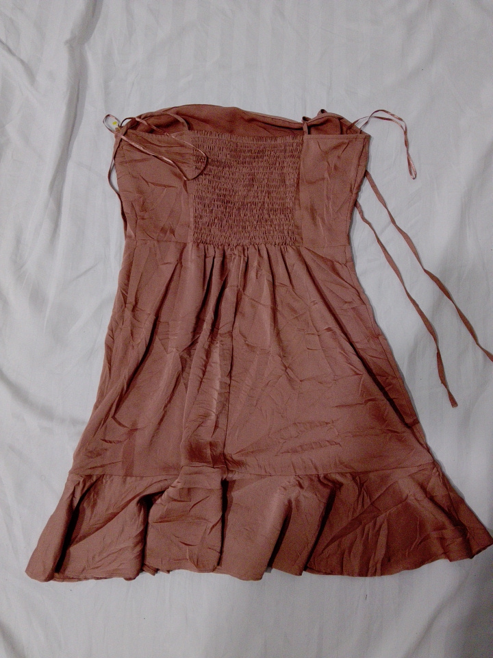 Brown Strapless Mini Dress