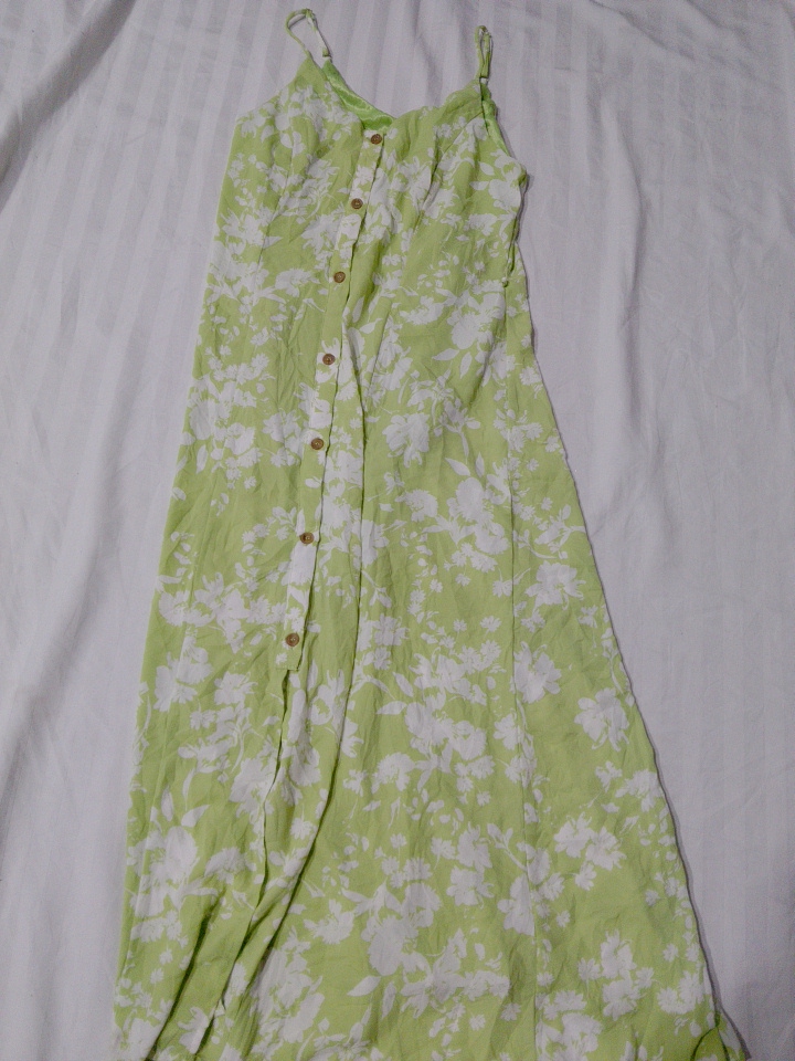 Robe maxi florale verte