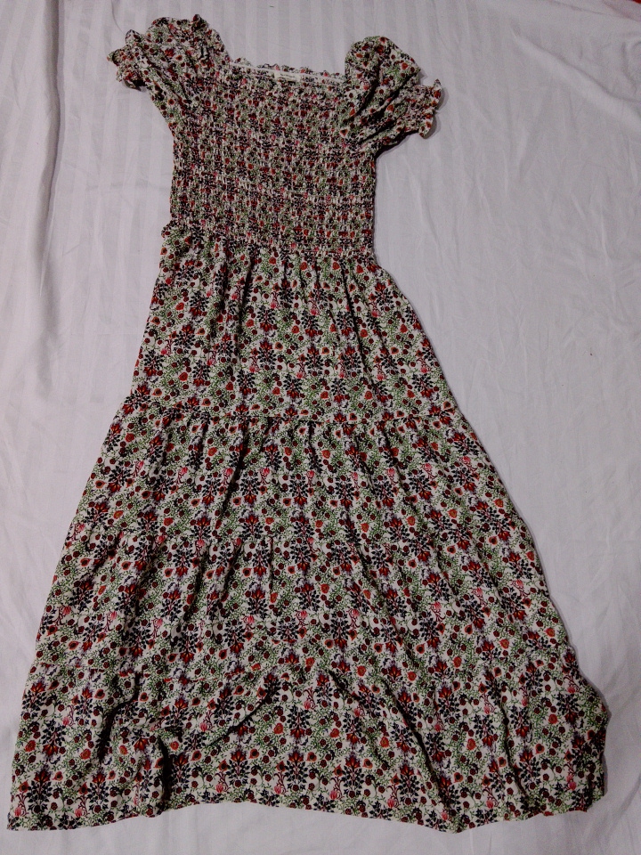 Abito Maxi Con Smock Floreale