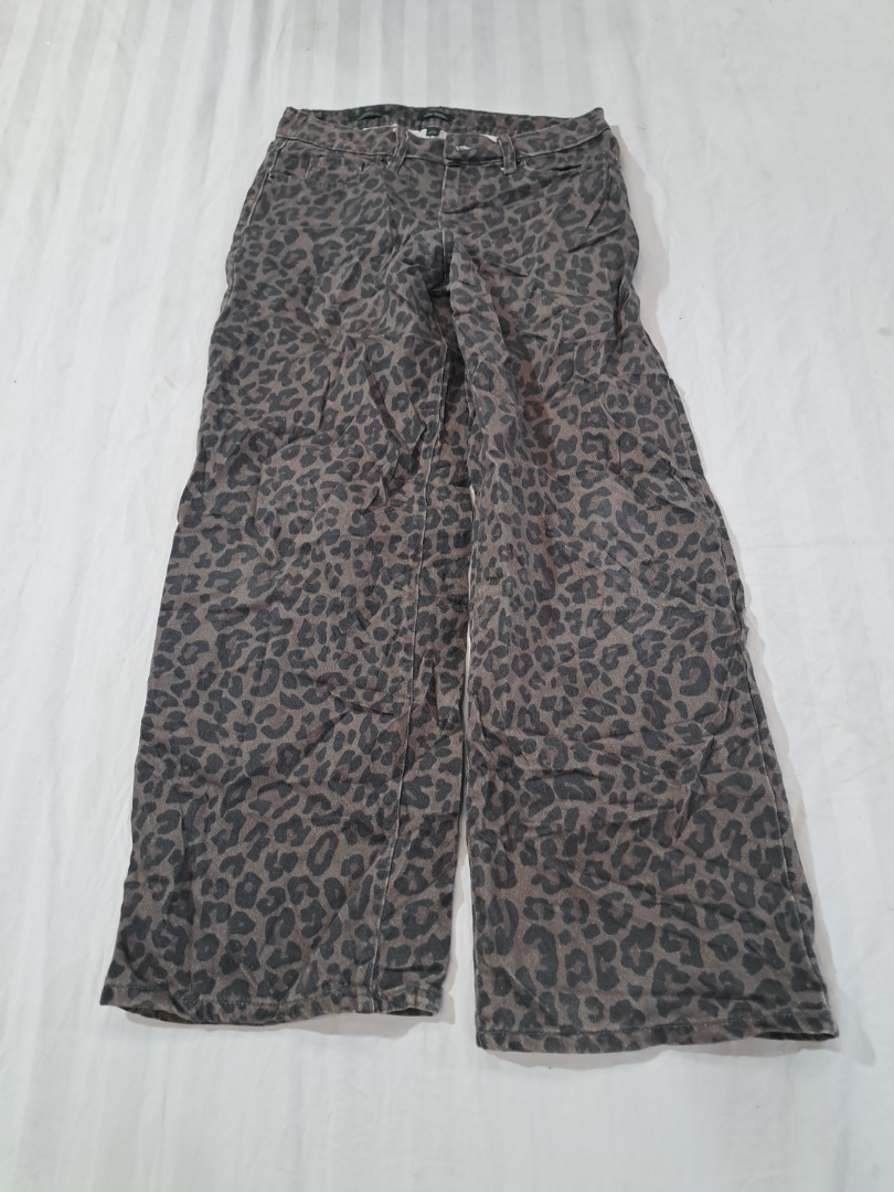 Pantalon large à imprimé léopard