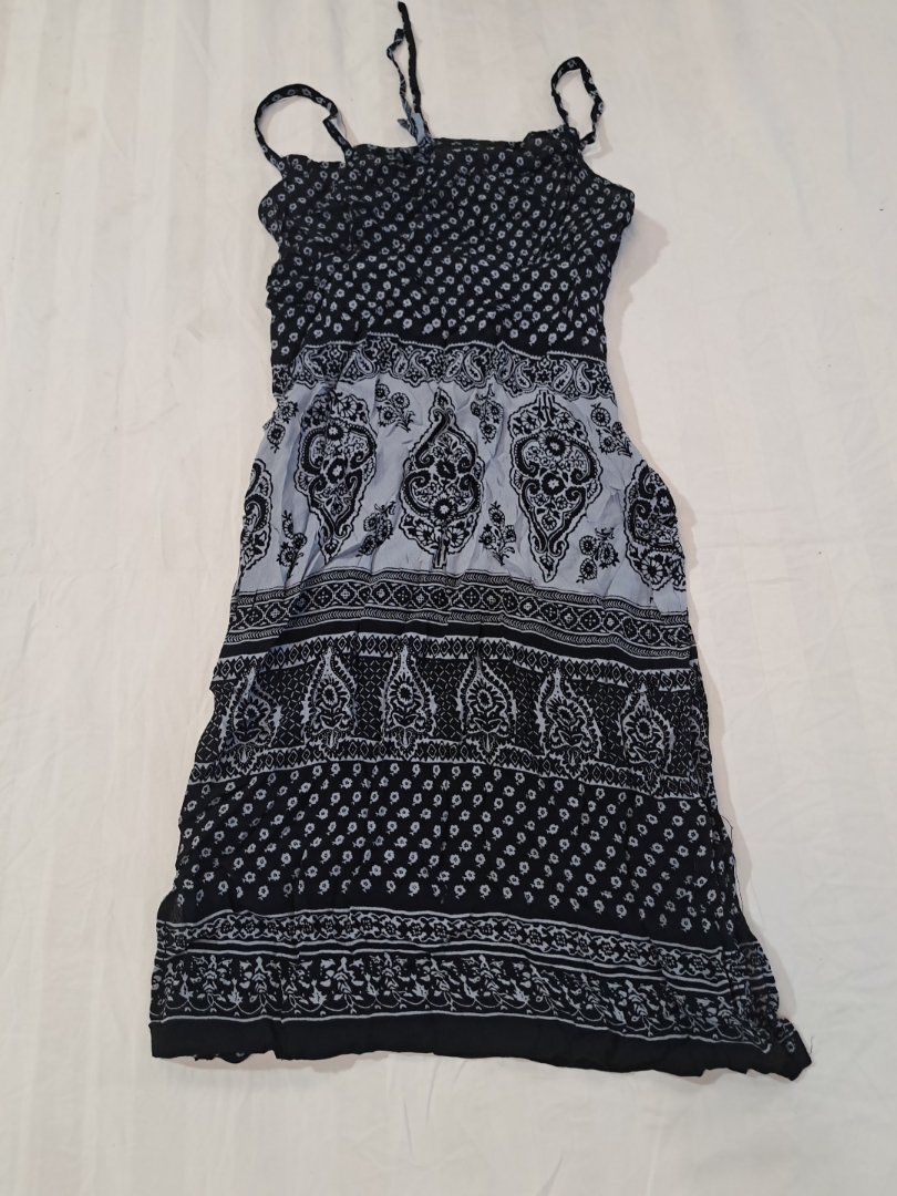 ANGIE Black and White Paisley Dress